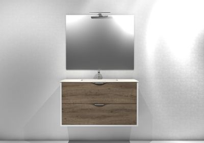 Meuble de salle de bains Frenchart 2 portes L100 x H56 x P47 cm panneau de particules blanc et pitaya - CONCILIO