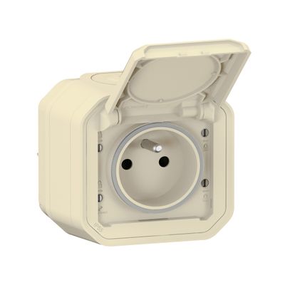 Prise électrique étanche IP55 en saillie 2 pôles + terre Sable - Plexo LEGRAND