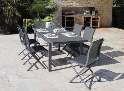 Table de jardin rectangulaire TERAMO en aluminium 180/240x90x77 cm PROLOISIRS