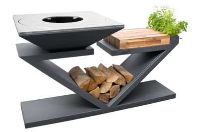 Brasero de cuisson G5 graphite avec plaque plancha, grille et couvercle de protection ARTISS