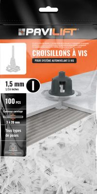 Croisillons de carrelage autonivelants en I 1,5 mm blanc sachet de 100 PAVILIFT