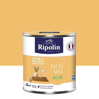 Peinture murs, boiseries et radiateurs jaune niki satin 0,5 L - RIPOLIN