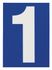 Plaque chiffre 1 adhésive 65 x 90 mm fond bleu THIRARD