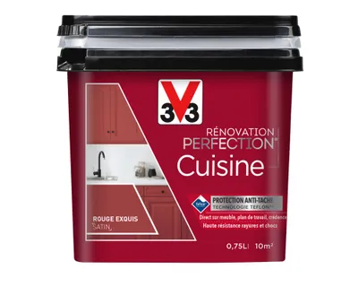 Peinture de rénovation pour cuisine rouge extrême finition satinée 0,75L - V33