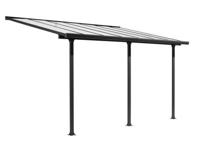 Toit terrasse en aluminium et en polycarbonate anthracite TT 3042 AL 12,83 m², Livraison à domicile incluse - HABRITA