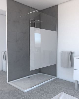 Paroi de douche à l'italienne 120x200 cm profilé chrome verre dépoli 8 mm Parma - AURLANE