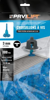 Croisillons de carrelage autonivelants en T 3 mm bleu sachet de 100 PAVILIFT