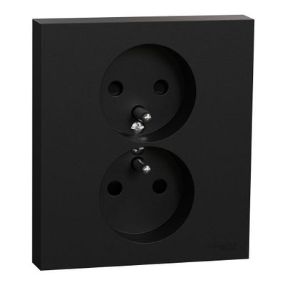 Double prise 2 pôles + terre sur boîte encastrement simple Odace 2025 noir - SCHNEIDER ELECTRIC