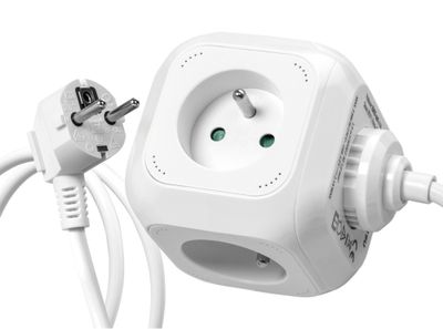 Multiprise cube 4 prises + 2 USB-A blanc - DEBFLEX