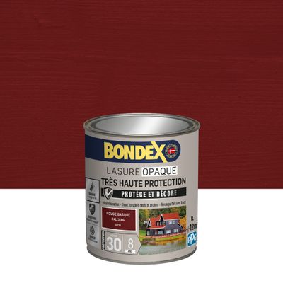 Lasure Opaque 8 ans ind 30 Rouge basque RAL 3004 satin 1 L - BONDEX