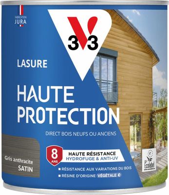 Lasure Haute Protection 8 ans satin gris anthracite 0,75 L - V33