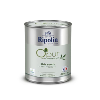 Peinture O'PUR Satin GRIS SOURIS 2 L - RIPOLIN
