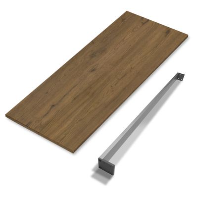 Plateau de salle de bains Thana avec renfort L100 x H1,6 x P46 cm panneau de particules vieux chêne