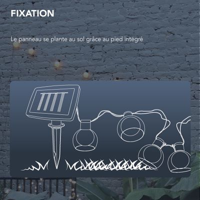 Guirlande lumineuse extérieur solaire LED 6,15 m Kea noir IP44 blanc chaud - TIBELEC