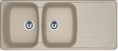 Evier de cuisine fragranit beige café 116x50 cm 2 bacs 1 egouttoir Azur - FRANKE