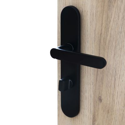 Poignées de porte sur plaques à condamnation sans perçage Meudon K noir mat LINEA BERTOMANI