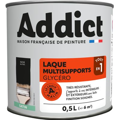Laque Multisupports Satin 0,5 L noir Ral 9005 - ADDICT