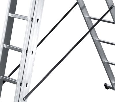 Echelle transformable 3 plans 3 x 7 échelons 4,20 / 5,10 m HobbyStep avec base rapportée aluminium - HAILO