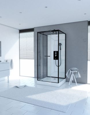 Cabine de douche carrée profilé noir mat 90x90x219-230 cm City Square AURLANE
