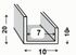 Cimaise aluminium brut 20 x 10 x 10 x 1,5 mm 1 m CQFD