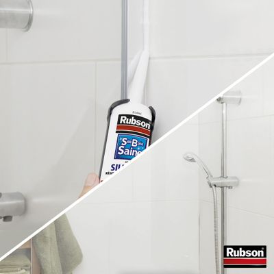 Mastic Joint Silicone Salle de bain saine blanc 280 ml par 2 - RUBSON