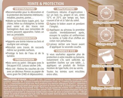 Teinte et protection des boiseries chêne moyen 0,5 L - V33
