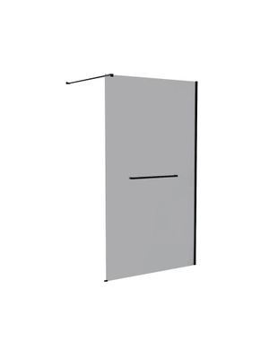 Paroi fixe pour douche à l'italienne transparente profilés alu noir mat 80 x 205 cm Sicilia OCEA