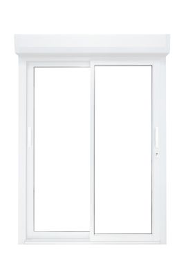 Baie vitrée coulissante pré-montée grise et blanche 2 vantaux 2 rails avec volet roulant filaire l.2400 x H.2150 mm CLOSY