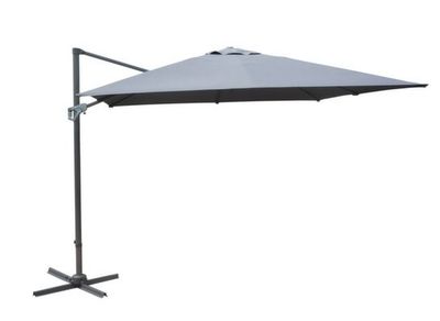 Parasol déporté 3 x 4 m à manivelle inclinable aluminium châssis gris et toile gris - PROLOISIRS
