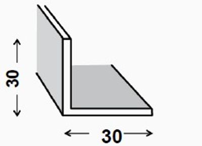 Cornière égale aluminium anodisé incolore 30 x 30 x 1,2 mm 2,50 m CQFD