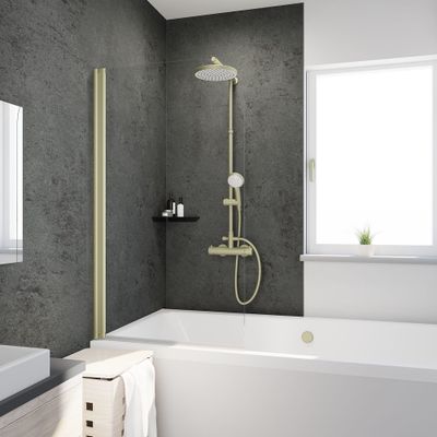 Pare-baignoire rabattable 140x80 cm profilé or verre transparent Capri - SCHULTE