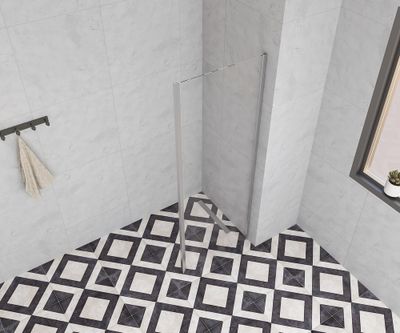 Paroi de douche latérale fixe 80x185 cm profilé chrome verre transparent 4 mm Primera - OCEA