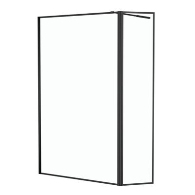 Paroi de douche à l'italienne avec déflecteur 120+40x200 cm profilé noir verre transparent 5 mm Dark Edge - AURLANE