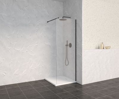 Paroi de douche à l'italienne 70x200 cm profilé noir verre transparent 8 mm Signature - OCEA