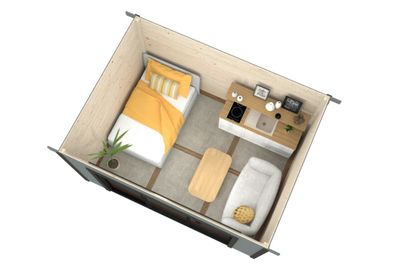 Studio de jardin en bois peint gris White Wood  28 mm Lydia - 15 m², Livraison à domicile incluse - PALMAKO