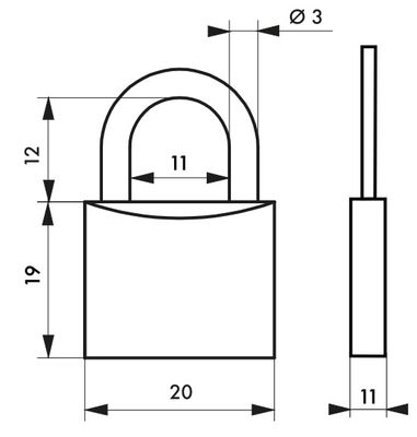 Cadenas à clé Type 1 largeur 20 mm THIRARD