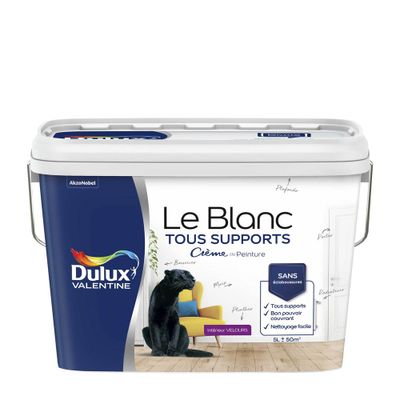 Peinture acrylique Tous Support blanc velours 5 L - DULUX VALENTINE