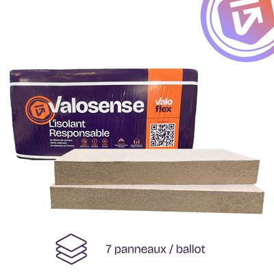 Panneau fibre de carton épaisseur 80 mm - l. 0,6 x L.1,2 m - lot de 7 panneaux - VALOSENSE
