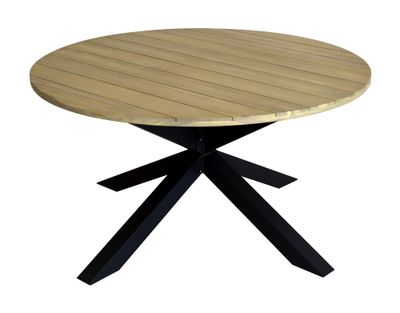 Table de jardin fixe ORIANE aluminium et acacia ronde ø 140 cm - PROLOISIRS