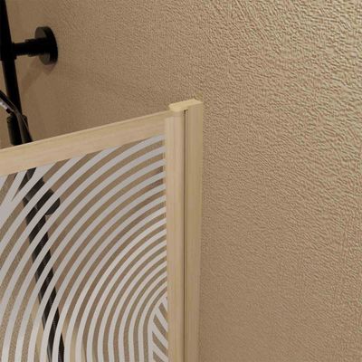 Pare-baignoire pivotant avec profilés décor bois 80x140 cm Japandi Round AURLANE