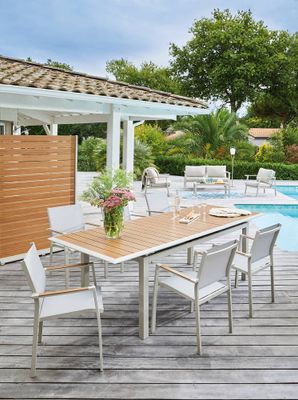 Table de jardin à rallonge LOUISIANE aluminium beige 187/247x100cm, Livraison à domicile incluse - PROLOISIRS