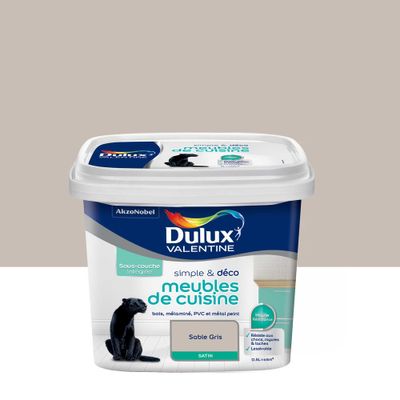 Peinture pour meubles de cuisine simple & déco Sable Gris Satin 0,5 L - DULUX VALENTINE