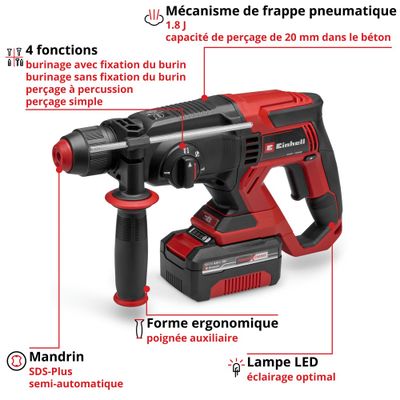 Marteau perforateur PXC sans fil avec batterie 4 Ah TE-HD 18/20 - EINHELL