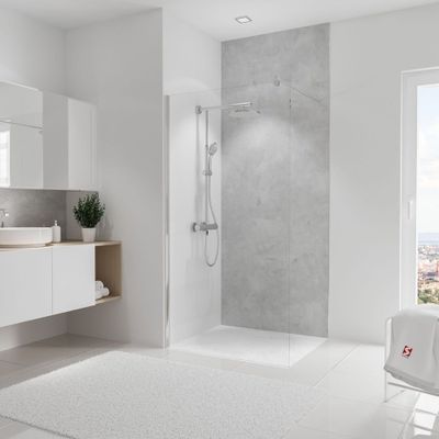Panneau mural de douche 100x255 cm béton ciré DécoDesign Softtouch - SCHULTE