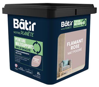 Peinture multi supports mat flamant rose 2 L - BATIR NOTRE PLANETE