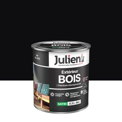 Peinture bois noir RAL 9005 satin 0,5 L - JULIEN