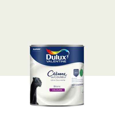 Peinture crème de couleur Blanc velours 0,5L - DULUX VALENTINE
