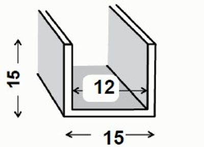 Profilé U aluminium laqué blanc 15 x 15 x 15 x 1,5 mm intérieur 12 mm 2m CQFD