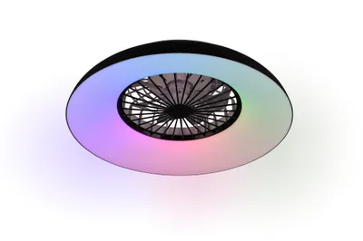 Ventilateur de plafond avec lumière LED multicolore + télécommande Noir Ø60cm - Svaerholt REALITY