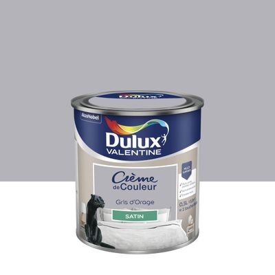 Peinture crème de couleur Gris d'Orage Satin 0,5 L - DULUX VALENTINE